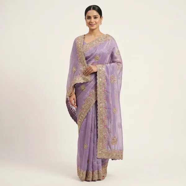 Lavender_Purple_Embellished_Ethnic_Saree_With_Gold_Sequin_Work