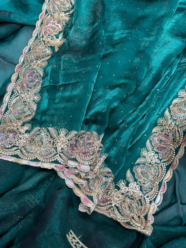 Green_Embroidered_Saree_With_Floral_Zari_Border