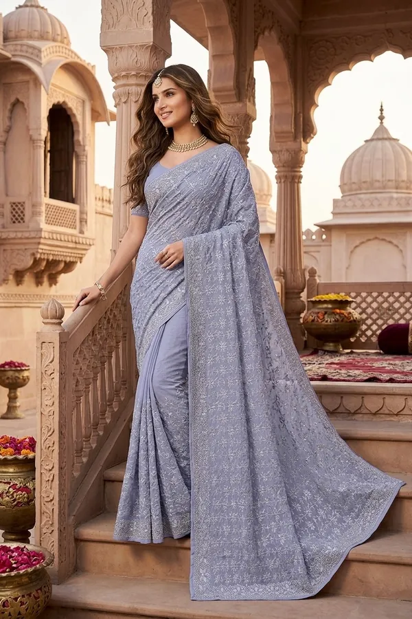 Elegant_Lavender_Embellished_Saree_With_Blouse