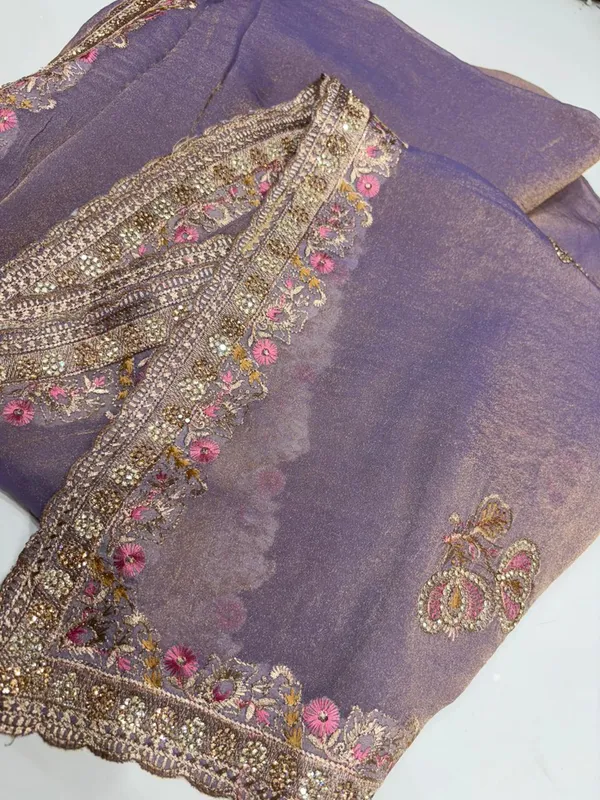 Lavender_Purple_Embellished_Ethnic_Saree_With_Gold_Sequin_Work