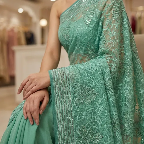 Embellished_Green_Lace_Saree_With_Sequin_And_Bead_Work