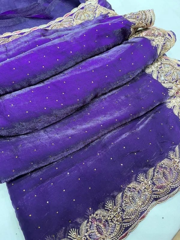 Royal_Purple_Georgette_Saree_With_Golden_Zari_Embroidered_Border_And_Sequin_Work