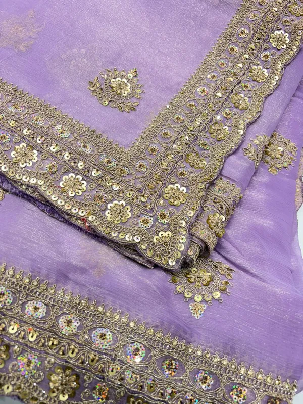 Lavender_Purple_Embellished_Ethnic_Saree_With_Gold_Sequin_Work