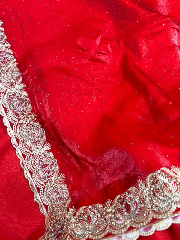 Red_Embroidered_Georgette_Saree_With_Golden_Zari_Work