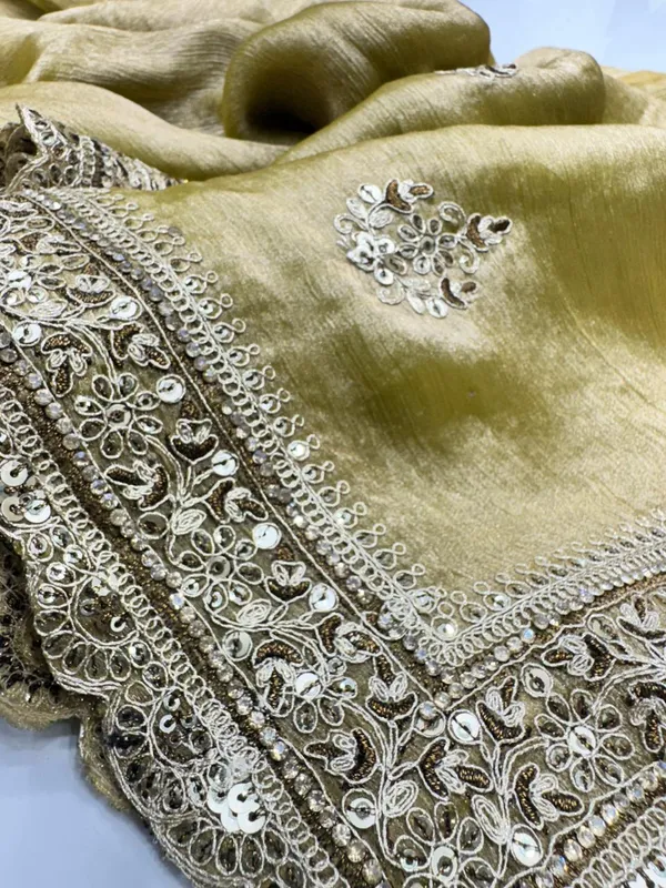 Lime_Green_Silk_Saree_With_Silver_Sequin_And_Zari_Border_Work