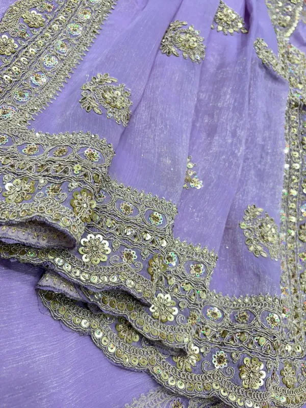 Lavender_Purple_Embellished_Ethnic_Saree_With_Gold_Sequin_Work