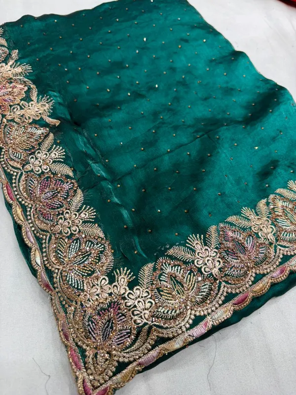 Green_Embroidered_Saree_With_Floral_Zari_Border