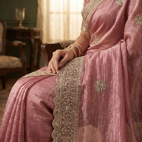 Pink_Silk_Saree_With_Embroidered_Border_And_Gold_Embellishments