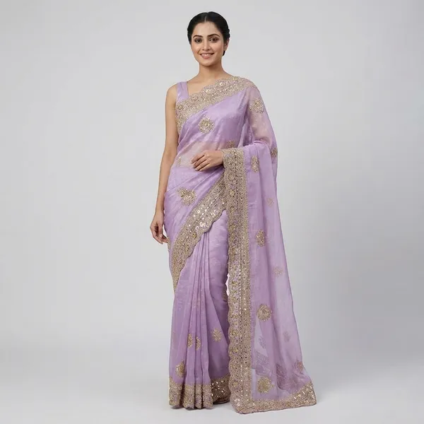 Purple_Embellished_Saree_With_Golden_Zari_Work