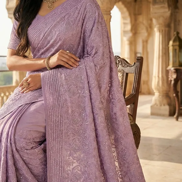 Lavender_Purple_Embroidered_Georgette_Saree