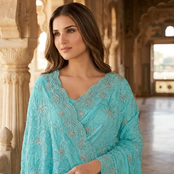 Designer_Embroidered_Turquoise_Blue_Saree_With_Blouse