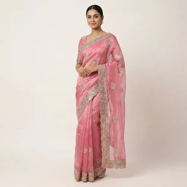 Pink_Organza_Saree_With_Silver_Cherry_Embroidery_And_Heavy_Border