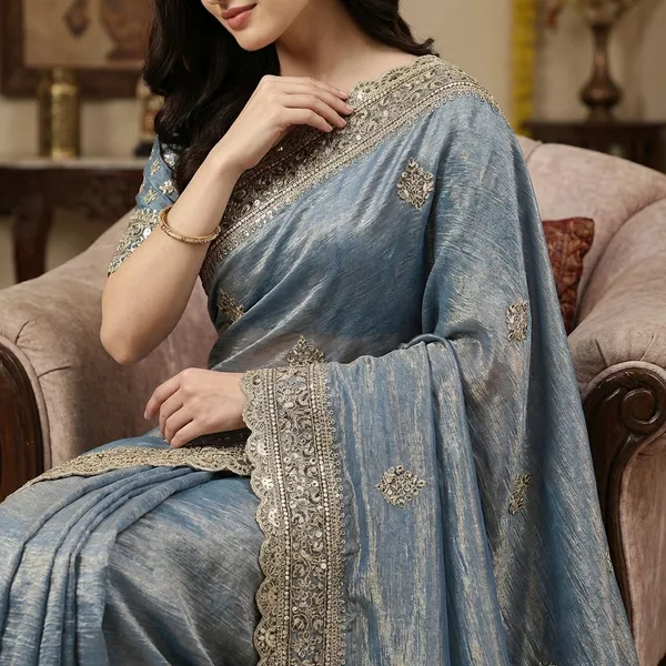 Blue_Silk_Saree_With_Golden_Embroidered_Border