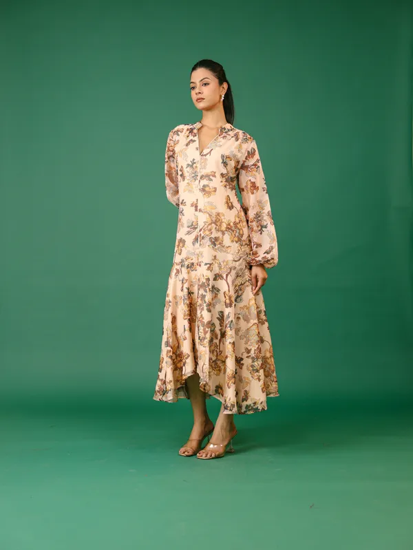 Floral_Print_Flared_Midi_Dress_With_Balloon_Sleeves