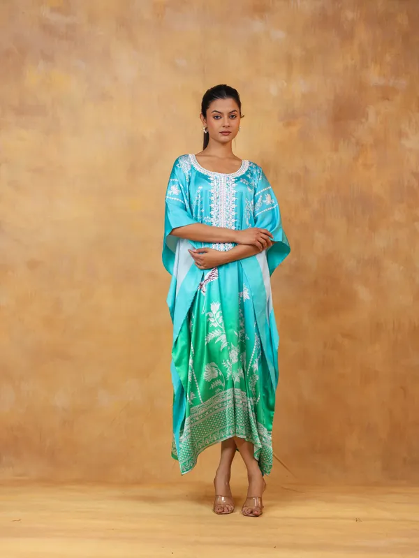 Turquoise_Green_Ombre_Kaftan_With_Bird_Embroidery