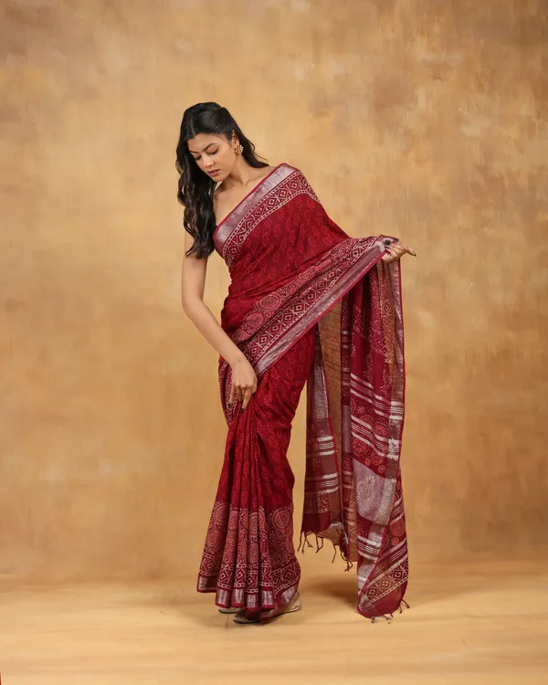 Linen_Hand_Block_Hand_Printed_Saree