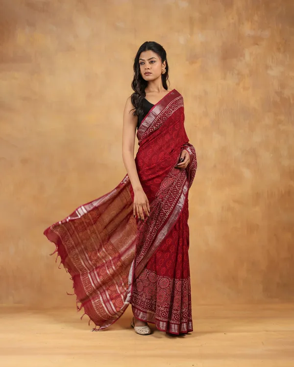 Linen_Hand_Block_Hand_Printed_Saree