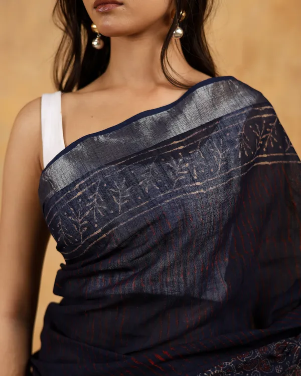 Linen_Hand_Block_Hand_Printed_Saree