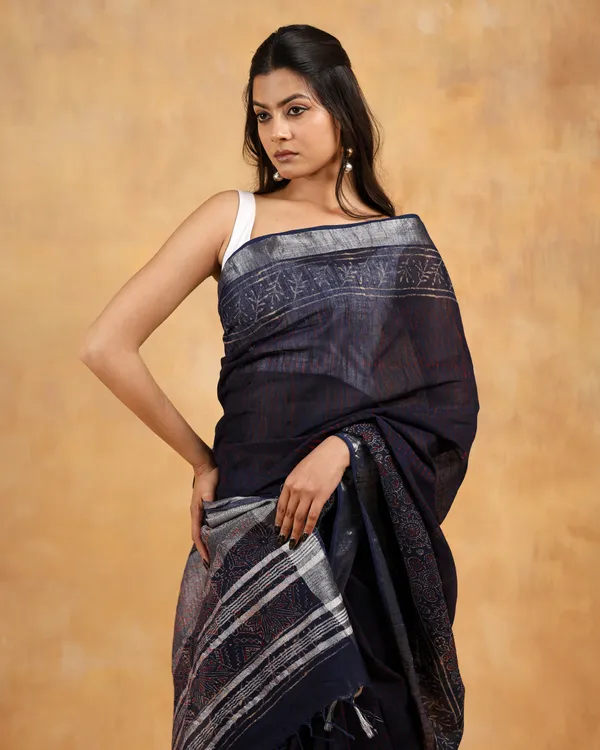 Linen_Hand_Block_Hand_Printed_Saree
