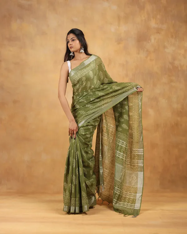 Linen_Hand_Block_Hand_Printed_Saree