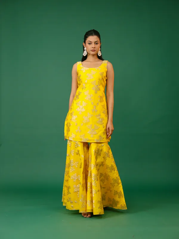 Yellow_Brocade_Kurta_Sharara_Set_With_Floral_Motifs