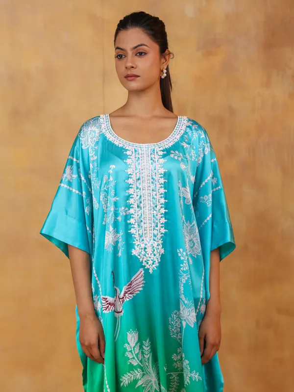 Turquoise_Green_Ombre_Kaftan_With_Bird_Embroidery