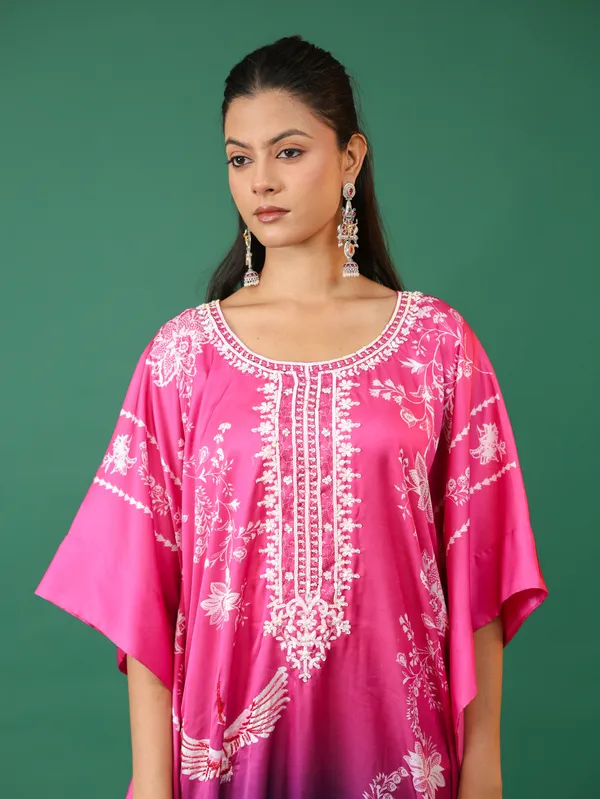 Pink_And_Purple_Ombre_Embroidered_Kaftan_Dress