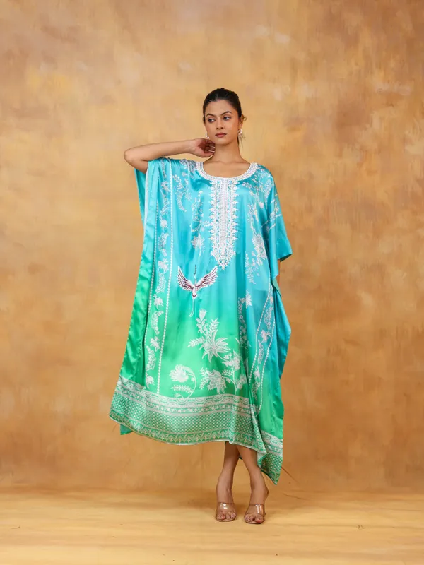 Turquoise_Green_Ombre_Kaftan_With_Bird_Embroidery
