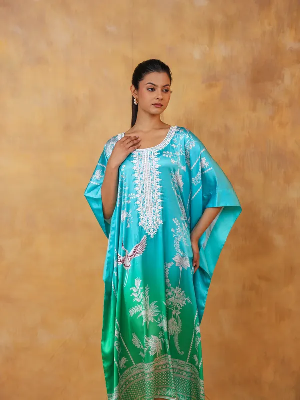 Turquoise_Green_Ombre_Kaftan_With_Bird_Embroidery