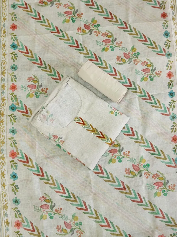 Off_White_Linen_Pastel_Floral_Print_And_Hand_Work_Neck_Unstitched_Suit_Set_For_Women