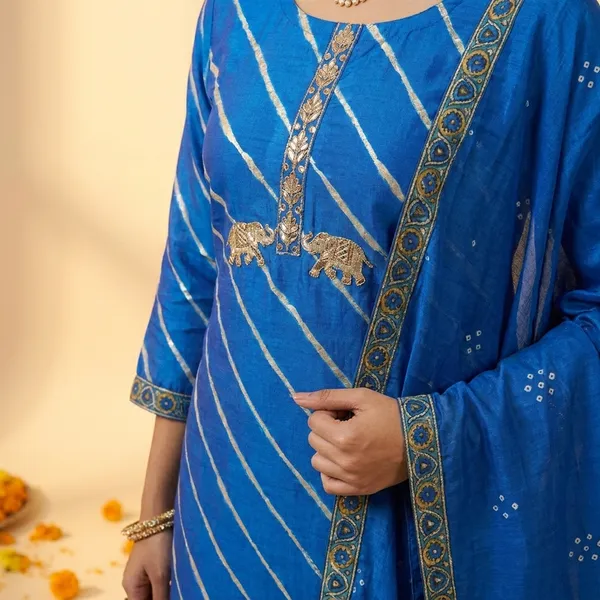 Blue_Muslin_Silk_Hand_Work_Neck_And_Elephant_Motif_Unstitched_Suit_Set_For_Women