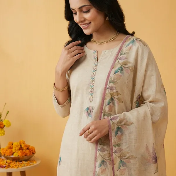Off_White_Linen_Pastel_Floral_Print_And_Hand_Work_Neck_Unstitched_Suit_Set_For_Women