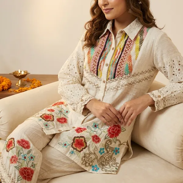 Off_White_Premium_Jute_Cotton_Embroidered_Co-Ord_Set_For_Women