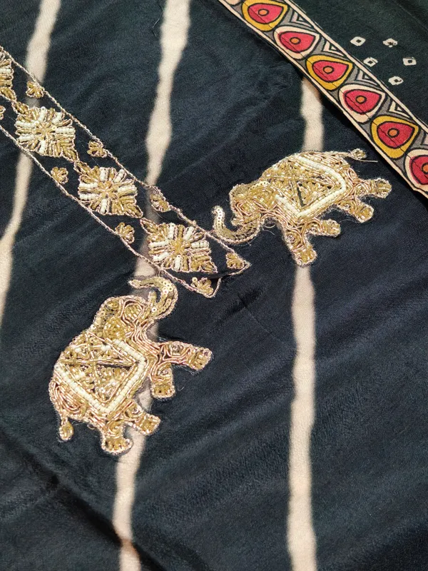 Black_Muslin_Silk_Hand_Work_Neck_And_Elephant_Motif_Unstitched_Suit_Set_For_Women