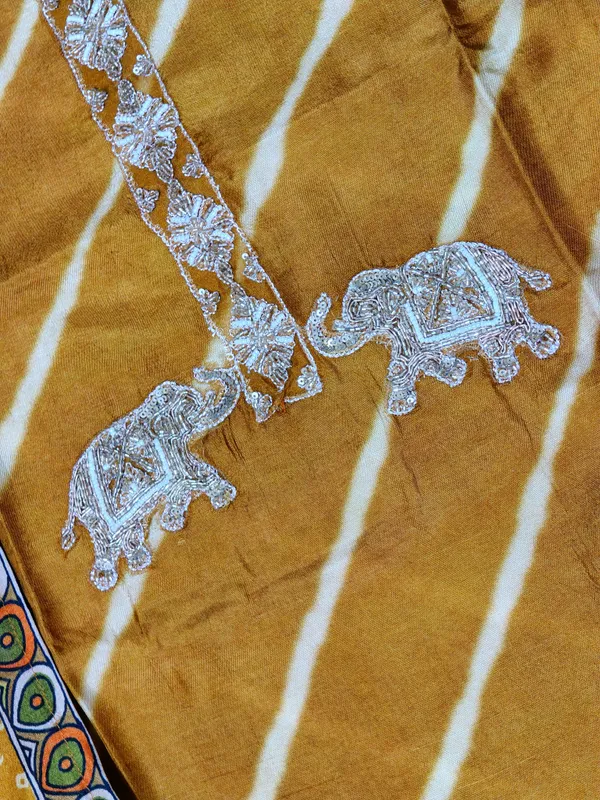 Mustard_Crepe_Silk_Hand_Work_Neck_And_Elephant_Motif_Unstitched_Suit_Set_For_Women