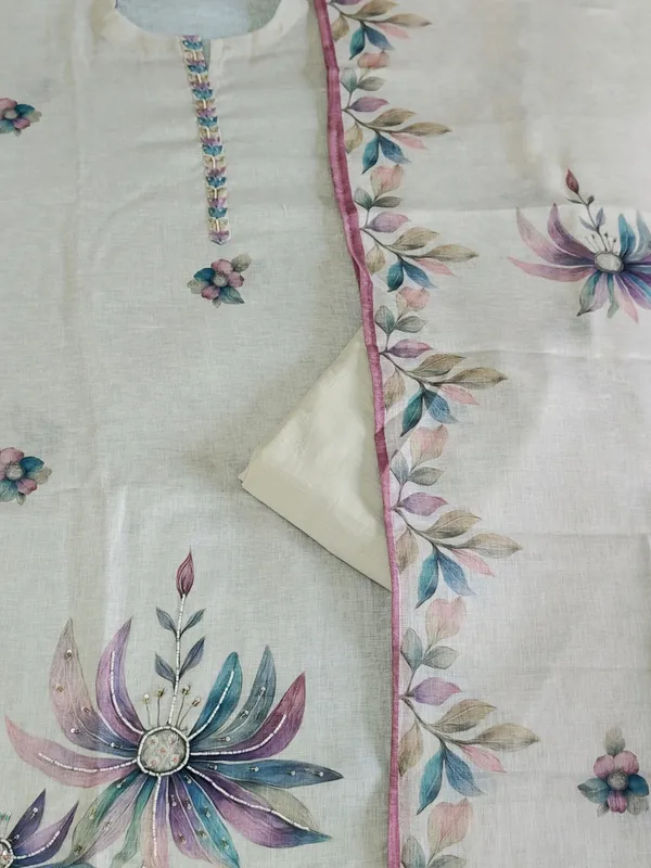 Off_White_Linen_Pastel_Floral_Print_And_Hand_Work_Neck_Unstitched_Suit_Set_For_Women