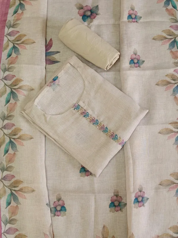 Off_White_Linen_Pastel_Floral_Print_And_Hand_Work_Neck_Unstitched_Suit_Set_For_Women