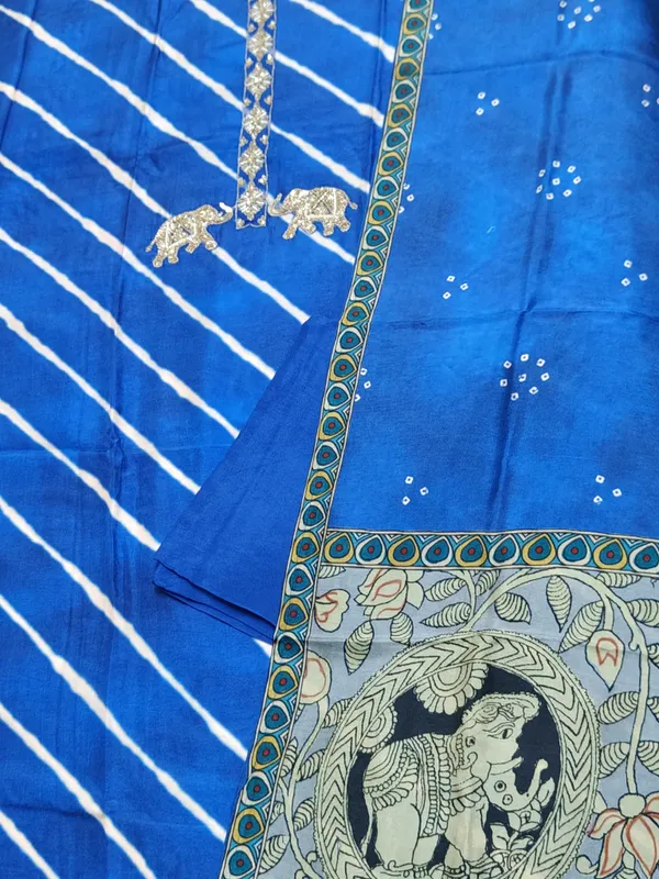 Blue_Muslin_Silk_Hand_Work_Neck_And_Elephant_Motif_Unstitched_Suit_Set_For_Women