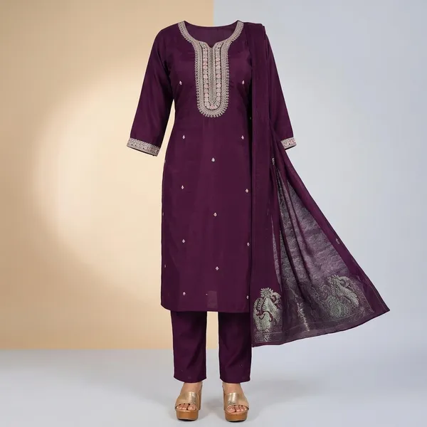 Purple_Roman_Silk_Kurta_And_Pant_Set_With_Dupatta_For_Women