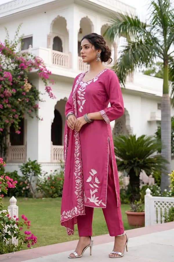 Pink_Vichitra_Silk_Kurta_And_Pant_Set_With_Dupatta_For_Women