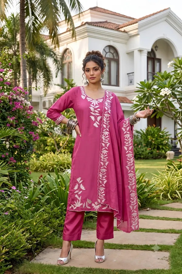 Pink_Vichitra_Silk_Kurta_And_Pant_Set_With_Dupatta_For_Women