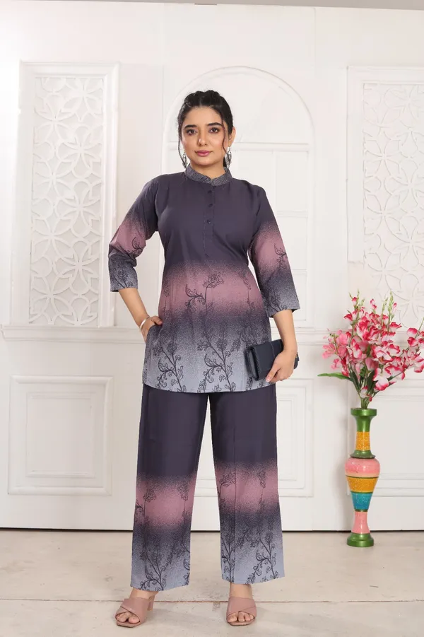 Grey_And_Purple_Heavy_Rayon_With_Embroidery_Work_Co-Ord_Set_For_Women