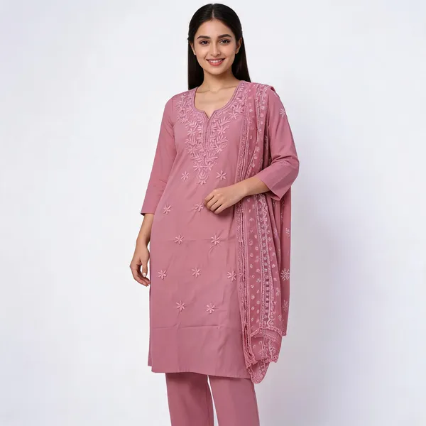 Pink_Heavy_Rayon_With_Embroidery_Work_Kurta_And_Pant_Set_With_Dupatta_For_Women