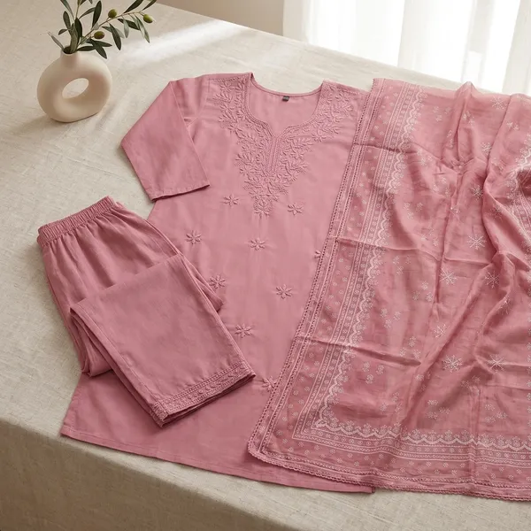 Pink_Heavy_Rayon_With_Embroidery_Work_Kurta_And_Pant_Set_With_Dupatta_For_Women