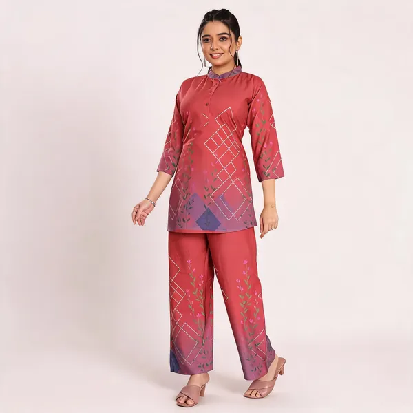 Rust_Pink_Heavy_Rayon_With_Embroidery_Work_Co-Ord_Set_For_Women