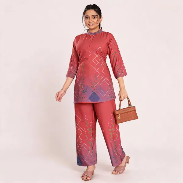 Rust_Pink_Heavy_Rayon_With_Embroidery_Work_Co-Ord_Set_For_Women