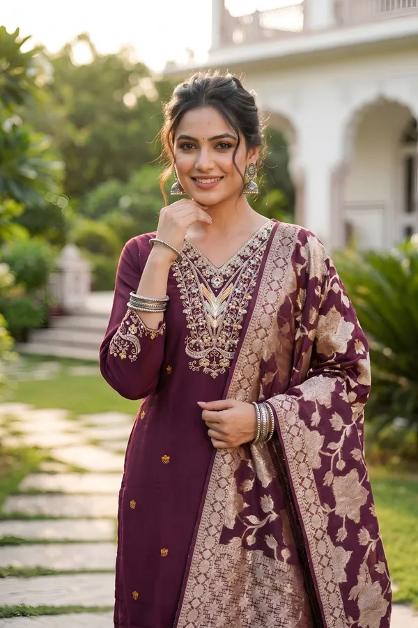 Purple_Roman_Silk_Kurta_And_Pant_Set_With_Dupatta_For_Women