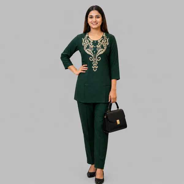 Green_Heavy_Rayon_With_Embroidery_Work_Co-Ord_Set_For_Women