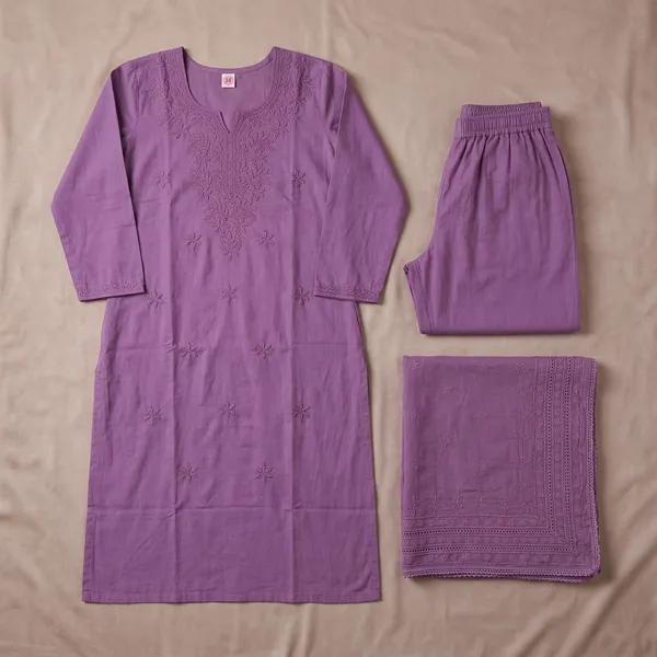 Purple_Heavy_Rayon_With_Embroidery_Work_Kurta_And_Pant_Set_With_Dupatta_For_Women