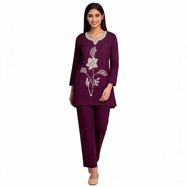 Purple_Heavy_Rayon_With_Embroidery_Work_Co-Ord_Set_For_Women